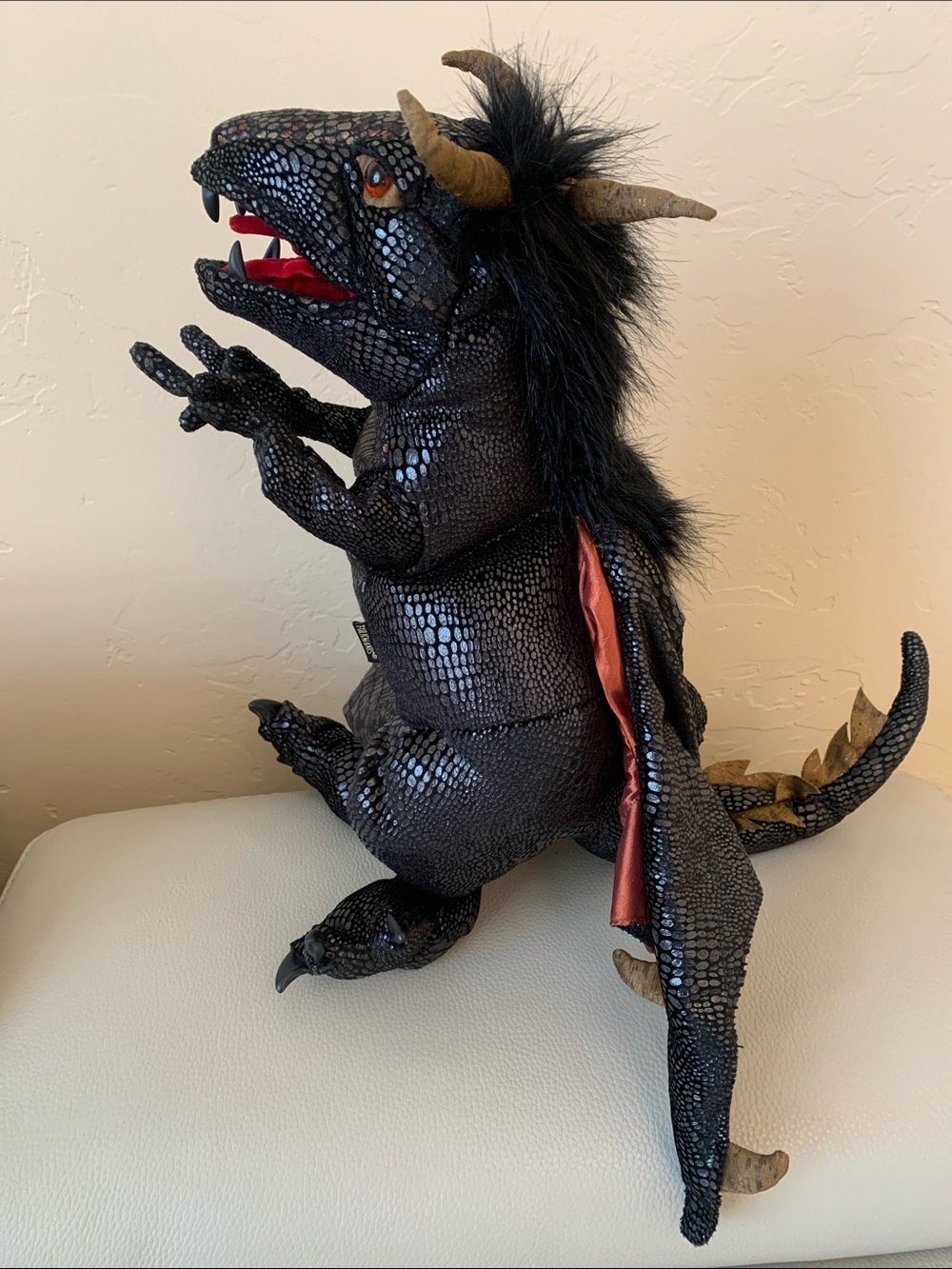 Folkmanis Black Dragon Hand Puppet 18” Pretend Play Fantasy Stuffed - Picture 6 of 10